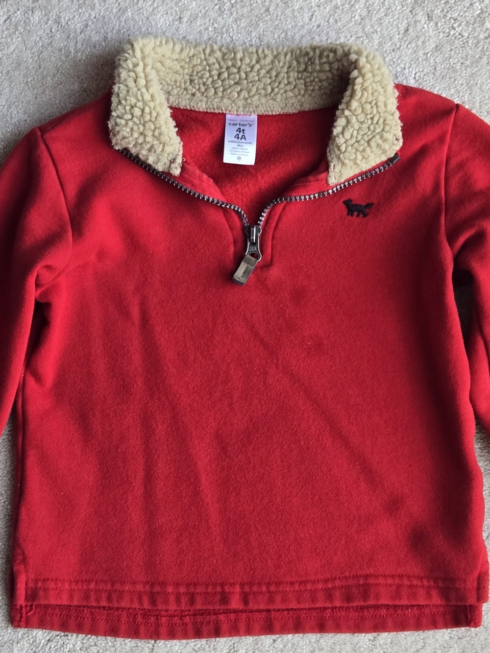 Carter's Red Half-Zip Pullover with Cream Sherpa Collar